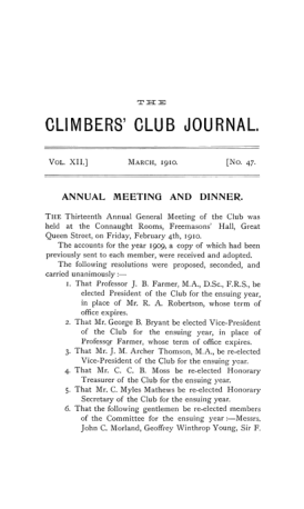 Climbers' Club 1910 Vol.12 No.47 Journal cover